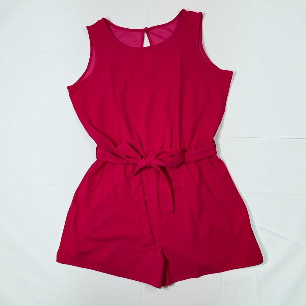 Women’s Size 2XL Pink Sleeveless Waist‑Tie Romper